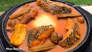 How To make Tilapia Light Soup With Fresh Fufu Also Ft Sweet Adjeley All Purpose Seasoning [upl. by Naarah]