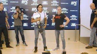 UFC 215 Amanda Nunes vs Valentina Shevchenko Media Day Staredown  MMA Fighting [upl. by Pearline]