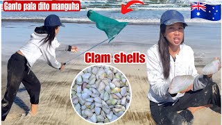 Catching Clams Shell In Australia😲For The First TimeAng Dami Pala Nila Dito [upl. by Ayotan345]