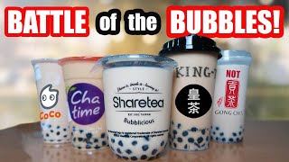 ULTIMATE BUBBLE TEA BOBA TASTE TEST Chatime Sharetea Gong Cha King Tea Coco Fresh Tea [upl. by Christian]