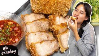 The SECRET to Crunchy Crispy PORK BELLY ❌ No Oven • Quick and Easy • Nin is Cooking [upl. by Lenwood]