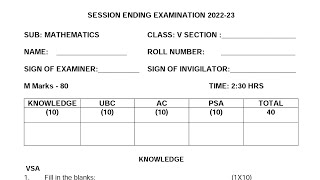 Class5 MATHS  Annual Exam Question Paper 2023 For KENDRIYA VIDYALAYA KVS Students [upl. by Anura791]