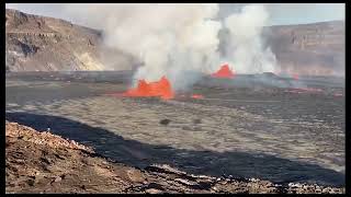 Aerial video of Kīlauea summit eruption in Halema‘uma‘u  June 7 2023 [upl. by Naihtniroc]