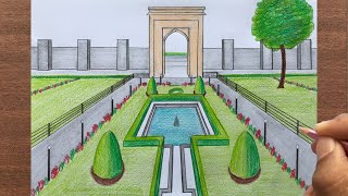 How to Draw a Garden in OnePoint Perspective [upl. by Shep41]