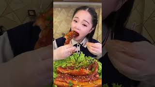 🔥ASMR MUKBANG Enjoying Crispy Pork Belly with 매콤한 Flavours amp Satisfying Sounds 🎧🥓 asmrfeast short [upl. by Ahsyek]