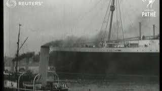 The new ship quotMauretaniaquot moves down the river Mersey 1939 [upl. by Fenner68]