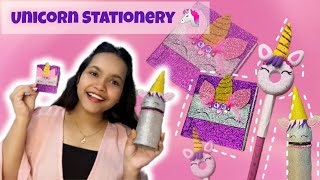 Back to School Supplies💜Diy Unicorn Stationery for School🦄 backtoschool astutoblossom diy [upl. by Dacie]