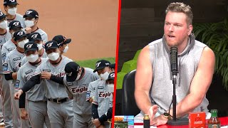 Pat McAfee Reacts To Korean Baseball League [upl. by Pincas]