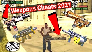 Every Guns Cheat in GTA San Andreas  All Weapons Cheat Menu in GTA San 2021  Guns Cheat Code [upl. by Aremmat270]