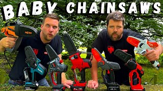 Mini CHAINSAW Hatchets  Milwaukee vs Makita vs STIHL vs Husqvarna vs ALKO vs Pellenc vs Yardforce [upl. by Roxy517]