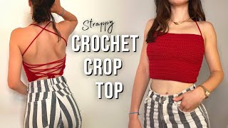 EASY How to Crochet a Crop Top  DIY Beginner Strappy Crop Top [upl. by Eecrad]