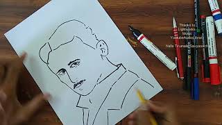 How To Draw Nikola Tesla  Great Scientist  Inventor [upl. by Zahc]