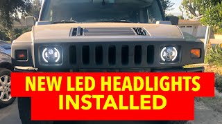 HUMMER H2 LED HEADLIGHTS INSTALL [upl. by Aneryc]