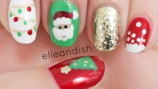 ☃ Easy Christmas Nails Freehand ☃ [upl. by Clevey]