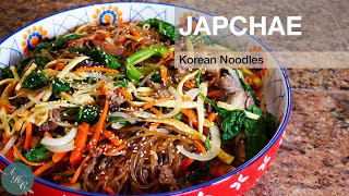 How to make Easy Japchae Korean Sweet Potato Noodles  Glass Noodles StirFried Recipe [upl. by Zurc]