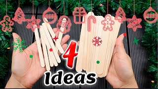 4 Lindos y originales adornos u ornamentos navideños con palitos de helado [upl. by Nohsar585]