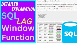 SQL LAG Window Function  Detailed Explanation with Code Examples [upl. by Bayard937]