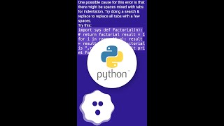 IndentationError unindent does not match any outer indentation level shorts [upl. by Lorrimer]
