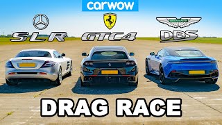 Mercedes SLR McLaren vs Ferrari GTC4 vs Aston DBS DRAG RACE [upl. by Natloz]