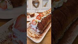 Ladyfinger Strawberry Tiramisu Roll Recipe  Easy Dessert short [upl. by Launamme]