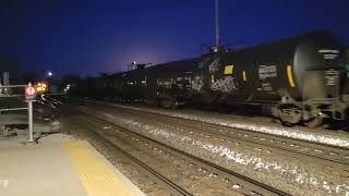 a westbound manifest entering Elkhart yard as darkness sets in [upl. by Jonis113]