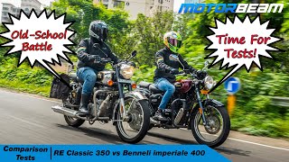 Royal Enfield Classic 350 vs Benelli Imperiale 400  Which One Can Pull A Car Faster  MotorBeam [upl. by Hanni]