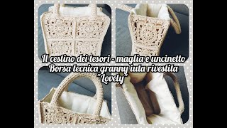 Come rivestire di mattonelle a uncinetto granny una borsa in iuta Progetto borsa a mano quotLovelyquot [upl. by Helgeson]