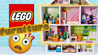 Fill your dollhouse with  LEGO furniture Building tutorial compilation [upl. by Wichern]