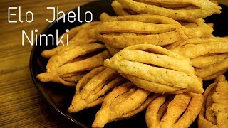 Bengali Elo Jhelo Nimki Recipe  Namkeen Champakali Recipe  Diwali Special Snacks [upl. by Laerol460]