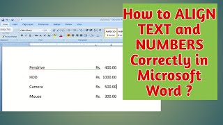 How to Align Text and Numbers Correctly in Microsoft Word [upl. by Milon]