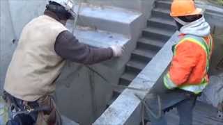 Installation of Betcalier precast concrete scissor stairs [upl. by Ahseital]