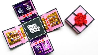 DIY Greeting Cards for Birthday  Chocolate explosion box tutorial  How to make Explosion Box [upl. by Balliett]