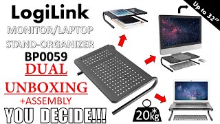 Three in One  Logilink BP0059 Metal Monitor Stand  Laptop Riser Base Dual Unboxing and Assembly [upl. by Yesnel]