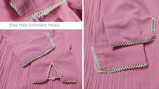 Beads Embroidery  beadwork✨hand Embroidery for beginners embroidery embroiderytutorial [upl. by Harwin]