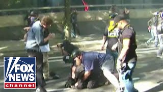 Antifa clashes with Patriot Prayer group in Portland Oregon [upl. by Obe298]