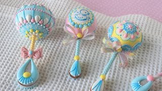 How to Make 3D Baby Rattle Cookies with a Surprise Gender Reveal [upl. by Inaluahek523]