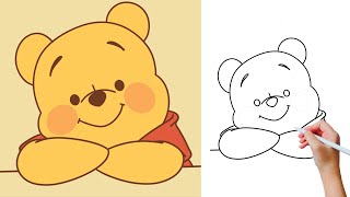 QUICKLY Draw Winnie the Pooh in 3 Minutes [upl. by Airlee]