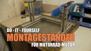 DIY Motorrad Motor Montageständer  so haben wir den Motorständer in der Werkstatt selbst gebaut [upl. by Nylsirhc]