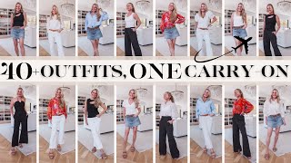 More Than 40 Outfits… Using ONLY 14 Pieces Summer Packing Pack in Carry On Travel Wardrobe [upl. by Bremble930]