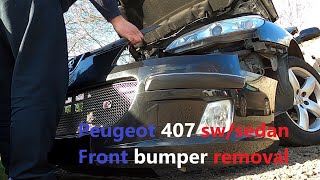 Peugeot 407 SW front bumper removal [upl. by Akimot927]