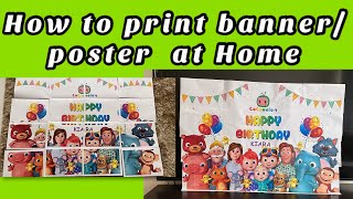 How to print a poster size picture on a regular printerhow to make birthday banner at home [upl. by Ahseyt]