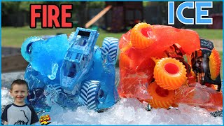 Monster Truck Monday Monster Jam Fire and Ice FROZEN Play at Home with Monster Trucks [upl. by Sylvanus]