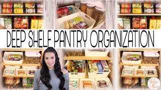 HOW TO ORGANIZE DEEP PANTRY SHELVES  Shirlee Alicia [upl. by Aicena]