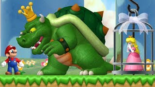 New Super Mario Bros Wii  Evil King Koopa Fight in the first Level [upl. by Heshum]