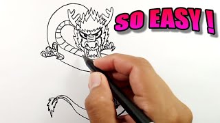 Chinese dragon drawing tutorial  Easy Drawings [upl. by Hathcock]