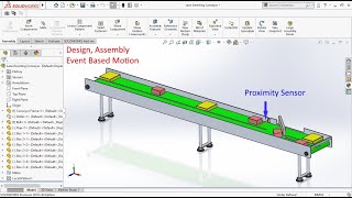 Product sorting lane diverting conveyor design using event based motion in solidworks [upl. by Assylla]