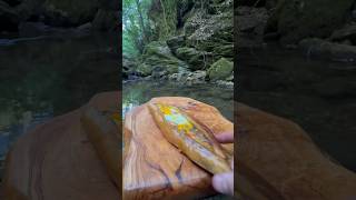 Cooking pita bread with kebab on a natural stone stove 😍 shorts outdoorcooking Camping [upl. by Yelnek]