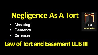 Negligence in Tort  Law of Torts and Easement [upl. by Sileray]