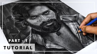 How to Draw HYPER REALISTIC PORTRAIT  Tutorials for BEGINNERS  PART  01  FACE  alluarjun [upl. by Leong797]