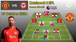 Debut Van Nistelrooy  Manchester United vs Brentford  Potential Line Up Man United EPL 202425 [upl. by Johns]